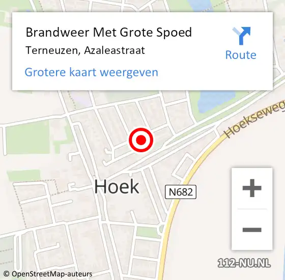 Locatie op kaart van de 112 melding: Brandweer Met Grote Spoed Naar Terneuzen, Azaleastraat op 6 augustus 2024 10:17