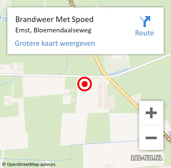 Locatie op kaart van de 112 melding: Brandweer Met Spoed Naar Emst, Bloemendaalseweg op 6 augustus 2024 10:18