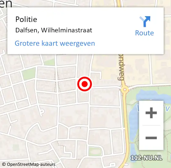 Locatie op kaart van de 112 melding: Politie Dalfsen, Wilhelminastraat op 6 augustus 2024 10:18