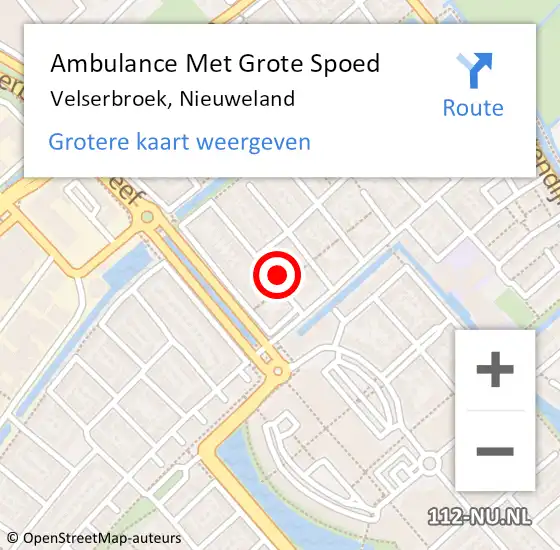 Locatie op kaart van de 112 melding: Ambulance Met Grote Spoed Naar Velserbroek, Nieuweland op 6 augustus 2024 10:18