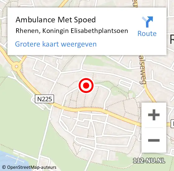 Locatie op kaart van de 112 melding: Ambulance Met Spoed Naar Rhenen, Koningin Elisabethplantsoen op 15 oktober 2014 13:45