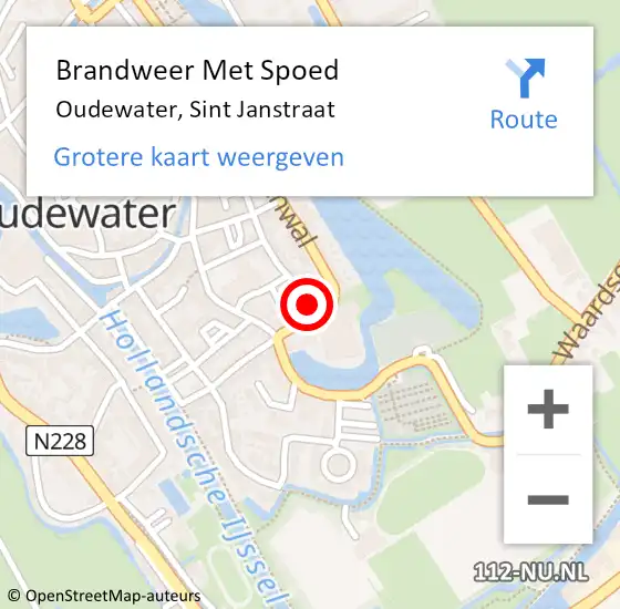 Locatie op kaart van de 112 melding: Brandweer Met Spoed Naar Oudewater, Sint Janstraat op 6 augustus 2024 10:41