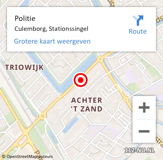 Locatie op kaart van de 112 melding: Politie Culemborg, Stationssingel op 6 augustus 2024 10:43