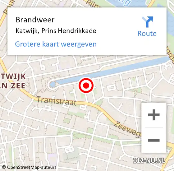 Locatie op kaart van de 112 melding: Brandweer Katwijk, Prins Hendrikkade op 6 augustus 2024 11:03