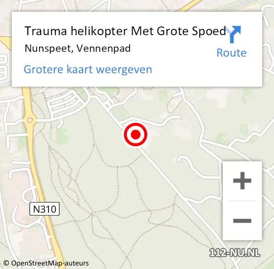 Locatie op kaart van de 112 melding: Trauma helikopter Met Grote Spoed Naar Nunspeet, Vennenpad op 6 augustus 2024 11:05