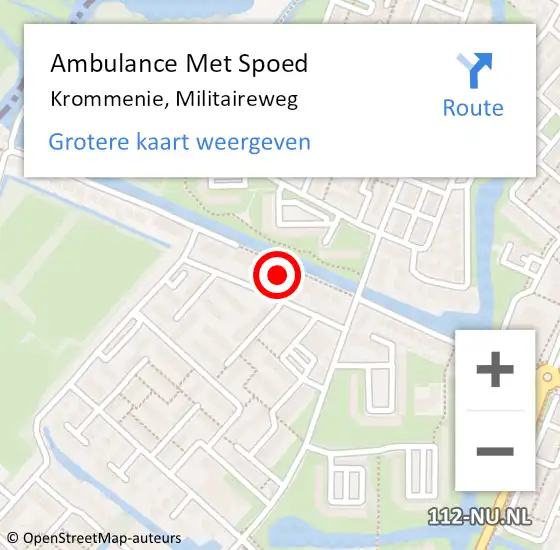 Locatie op kaart van de 112 melding: Ambulance Met Spoed Naar Krommenie, Militaireweg op 6 augustus 2024 11:21