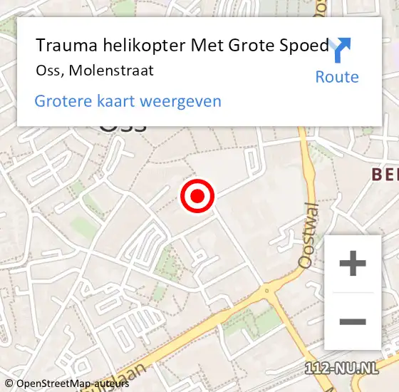 Locatie op kaart van de 112 melding: Trauma helikopter Met Grote Spoed Naar Oss, Molenstraat op 6 augustus 2024 11:26