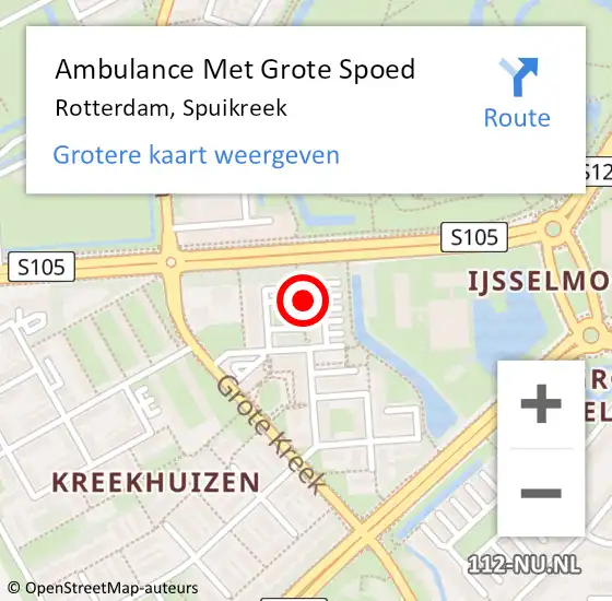 Locatie op kaart van de 112 melding: Ambulance Met Grote Spoed Naar Rotterdam, Spuikreek op 6 augustus 2024 11:34