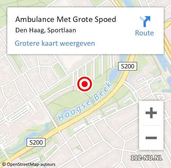 Locatie op kaart van de 112 melding: Ambulance Met Grote Spoed Naar Den Haag, Sportlaan op 6 augustus 2024 11:51