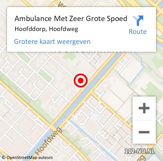 Locatie op kaart van de 112 melding: Ambulance Met Zeer Grote Spoed Naar Hoofddorp, Hoofdweg op 6 augustus 2024 11:59