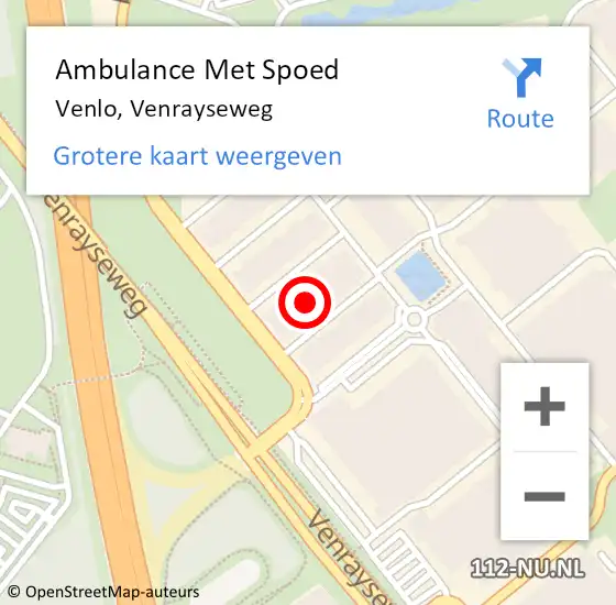 Locatie op kaart van de 112 melding: Ambulance Met Spoed Naar Venlo, Venrayseweg op 6 augustus 2024 12:05