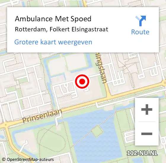 Locatie op kaart van de 112 melding: Ambulance Met Spoed Naar Rotterdam, Folkert Elsingastraat op 6 augustus 2024 12:09