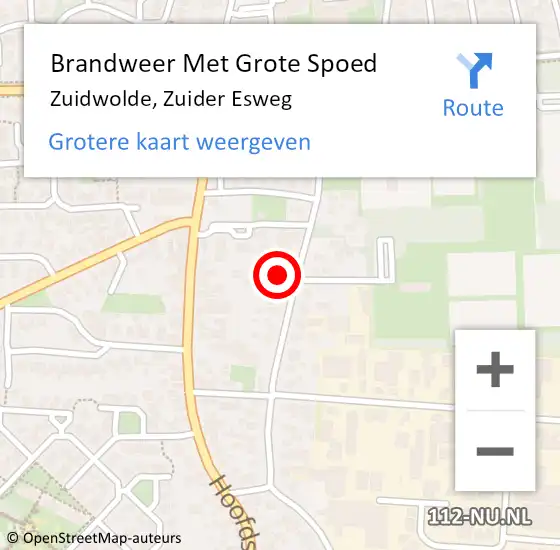 Locatie op kaart van de 112 melding: Brandweer Met Grote Spoed Naar Zuidwolde, Zuider Esweg op 6 augustus 2024 12:19