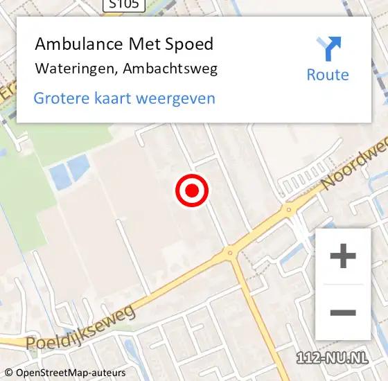 Locatie op kaart van de 112 melding: Ambulance Met Spoed Naar Wateringen, Ambachtsweg op 6 augustus 2024 12:26