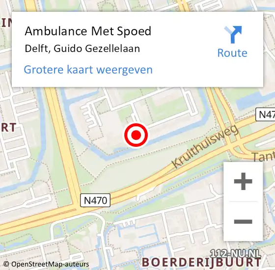 Locatie op kaart van de 112 melding: Ambulance Met Spoed Naar Delft, Guido Gezellelaan op 6 augustus 2024 12:27