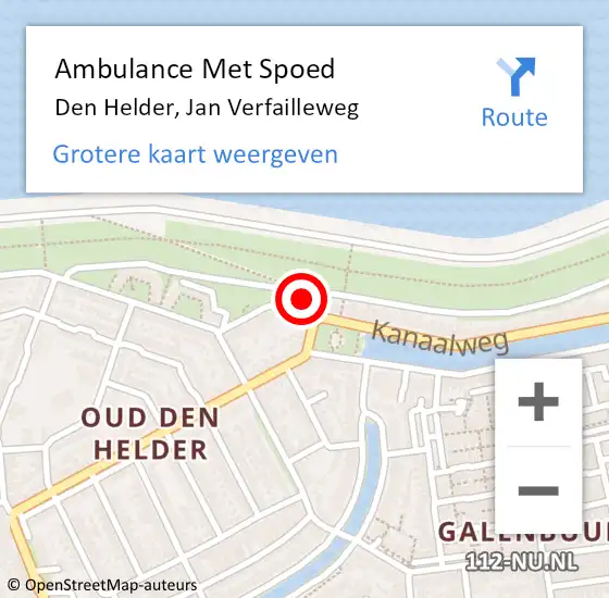 Locatie op kaart van de 112 melding: Ambulance Met Spoed Naar Den Helder, Dijkweg op 6 augustus 2024 12:36