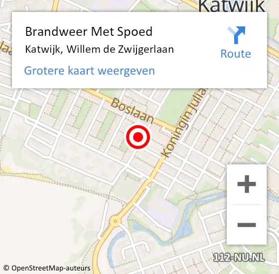 Locatie op kaart van de 112 melding: Brandweer Met Spoed Naar Katwijk, Willem de Zwijgerlaan op 6 augustus 2024 12:41