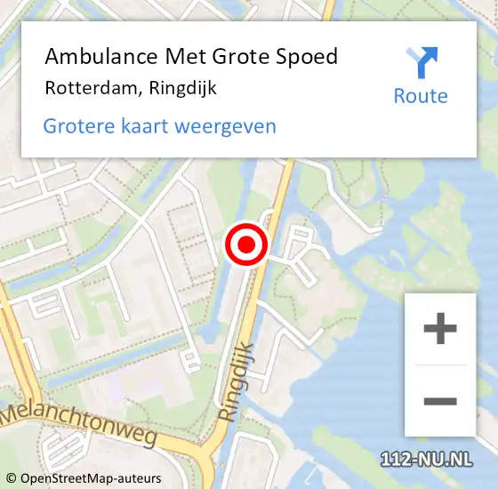 Locatie op kaart van de 112 melding: Ambulance Met Grote Spoed Naar Rotterdam, Ringdijk op 6 augustus 2024 13:31