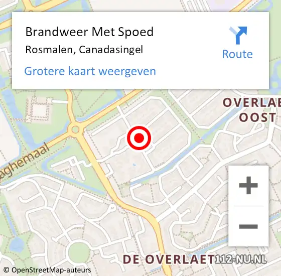 Locatie op kaart van de 112 melding: Brandweer Met Spoed Naar Rosmalen, Canadasingel op 6 augustus 2024 13:31