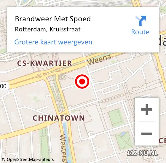 Locatie op kaart van de 112 melding: Brandweer Met Spoed Naar Rotterdam, Kruisstraat op 6 augustus 2024 13:47