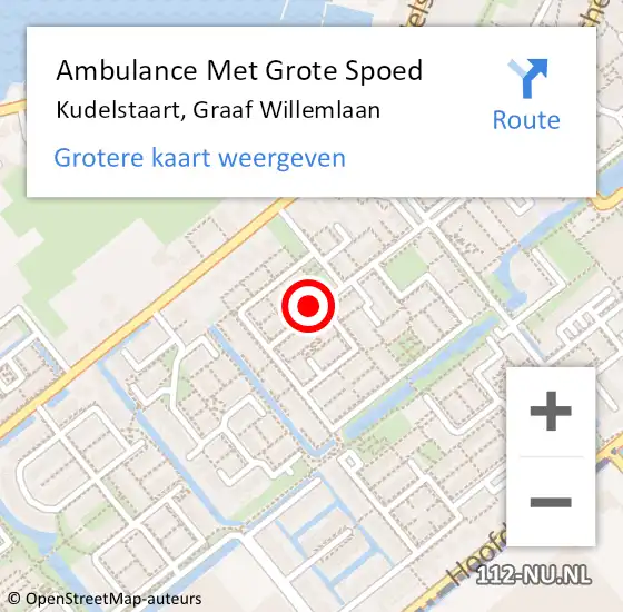 Locatie op kaart van de 112 melding: Ambulance Met Grote Spoed Naar Kudelstaart, Graaf Willemlaan op 6 augustus 2024 13:53