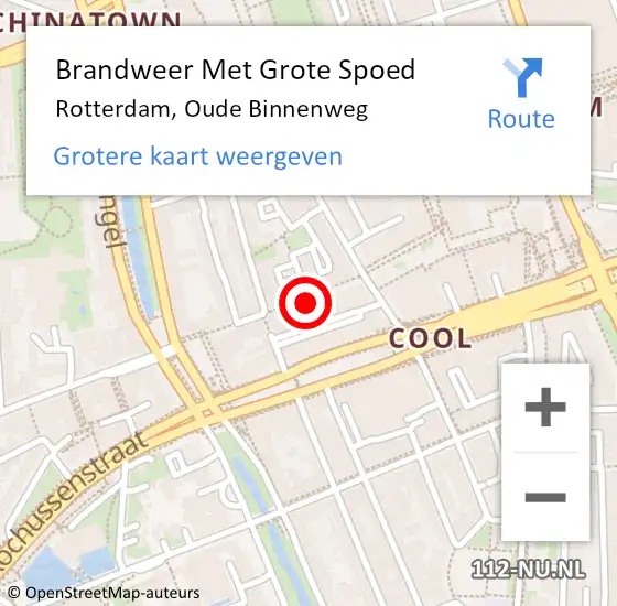 Locatie op kaart van de 112 melding: Brandweer Met Grote Spoed Naar Rotterdam, Oude Binnenweg op 6 augustus 2024 13:54