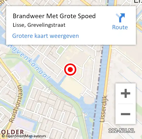 Locatie op kaart van de 112 melding: Brandweer Met Grote Spoed Naar Lisse, Grevelingstraat op 6 augustus 2024 14:04