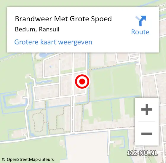 Locatie op kaart van de 112 melding: Brandweer Met Grote Spoed Naar Bedum, Ransuil op 6 augustus 2024 14:09