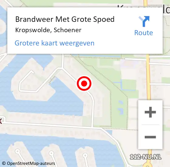 Locatie op kaart van de 112 melding: Brandweer Met Grote Spoed Naar Kropswolde, Schoener op 6 augustus 2024 14:10