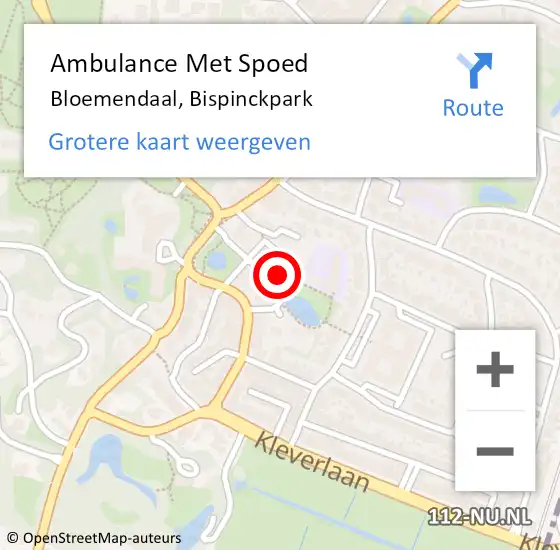 Locatie op kaart van de 112 melding: Ambulance Met Spoed Naar Bloemendaal, Bispinckpark op 6 augustus 2024 14:12