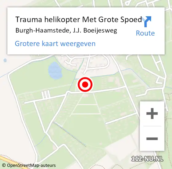 Locatie op kaart van de 112 melding: Trauma helikopter Met Grote Spoed Naar Burgh-Haamstede, J.J. Boeijesweg op 6 augustus 2024 14:20