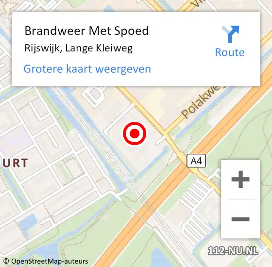 Locatie op kaart van de 112 melding: Brandweer Met Spoed Naar Rijswijk, Lange Kleiweg op 6 augustus 2024 14:22