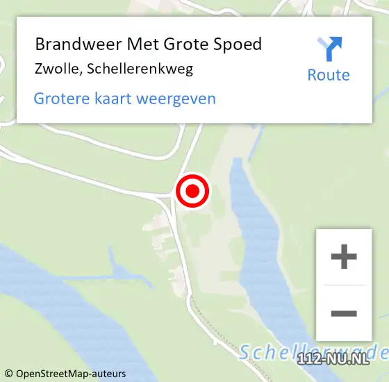 Locatie op kaart van de 112 melding: Brandweer Met Grote Spoed Naar Zwolle, Schellerenkweg op 6 augustus 2024 14:35