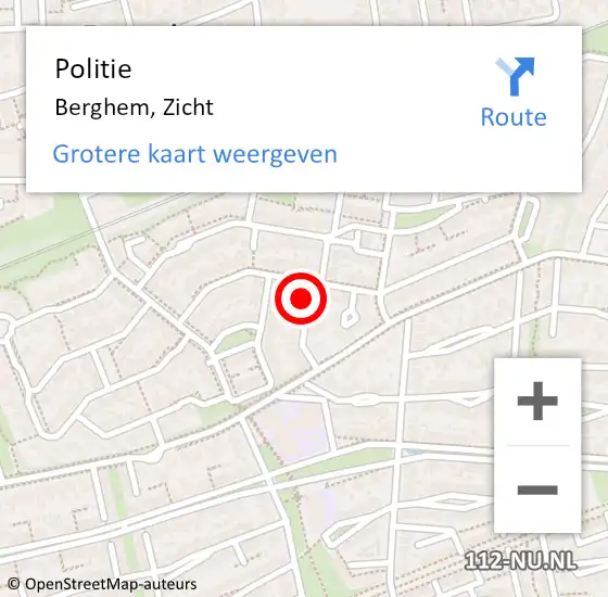 Locatie op kaart van de 112 melding: Politie Berghem, Zicht op 6 augustus 2024 14:40