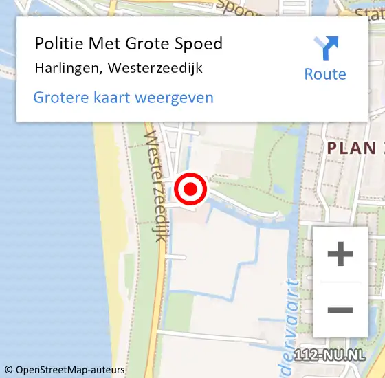 Locatie op kaart van de 112 melding: Politie Met Grote Spoed Naar Harlingen, Westerzeedijk op 6 augustus 2024 14:42