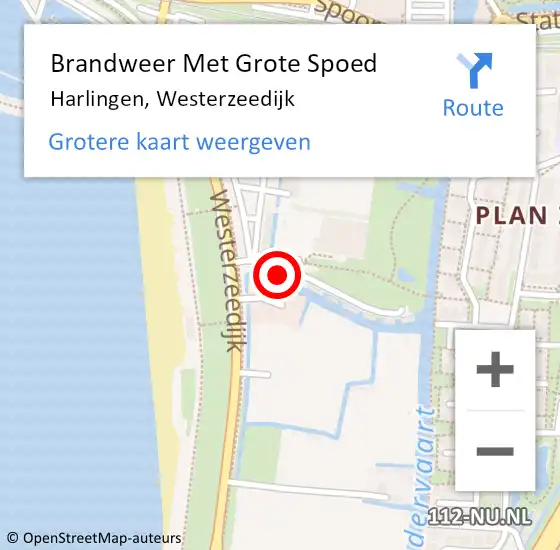 Locatie op kaart van de 112 melding: Brandweer Met Grote Spoed Naar Harlingen, Westerzeedijk op 6 augustus 2024 14:44