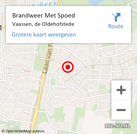 Locatie op kaart van de 112 melding: Brandweer Met Spoed Naar Vaassen, de Oldehofstede op 6 augustus 2024 14:46