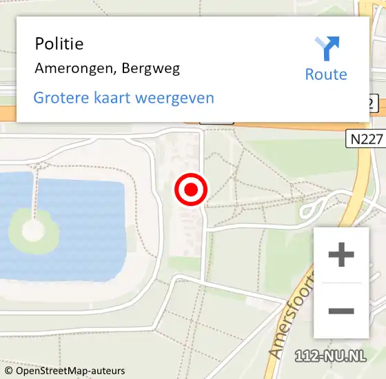 Locatie op kaart van de 112 melding: Politie Amerongen, Bergweg op 6 augustus 2024 14:58