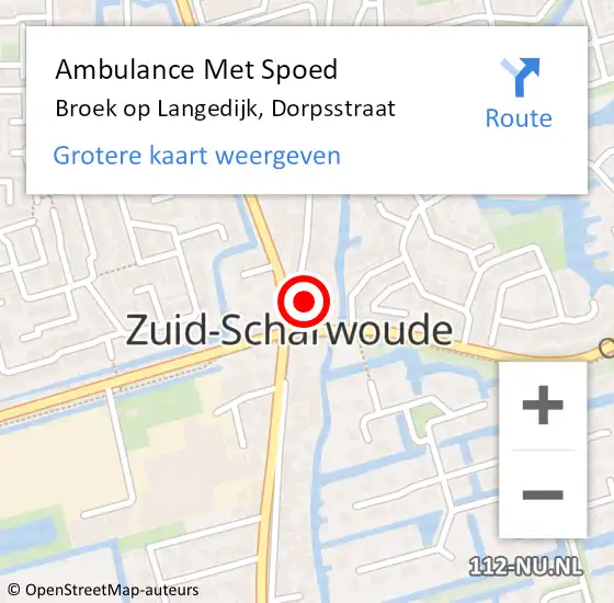 Locatie op kaart van de 112 melding: Ambulance Met Spoed Naar Broek op Langedijk, Dorpsstraat op 6 augustus 2024 15:01