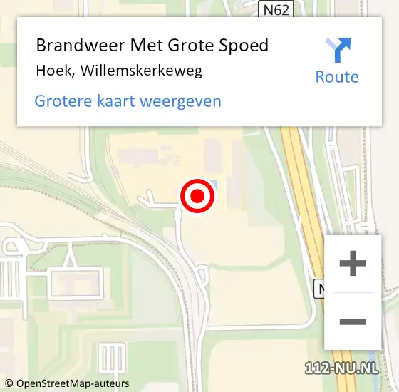 Locatie op kaart van de 112 melding: Brandweer Met Grote Spoed Naar Hoek, Willemskerkeweg op 6 augustus 2024 15:17