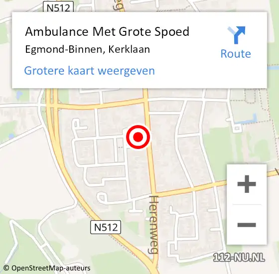 Locatie op kaart van de 112 melding: Ambulance Met Grote Spoed Naar Egmond-Binnen, Kerklaan op 6 augustus 2024 15:19