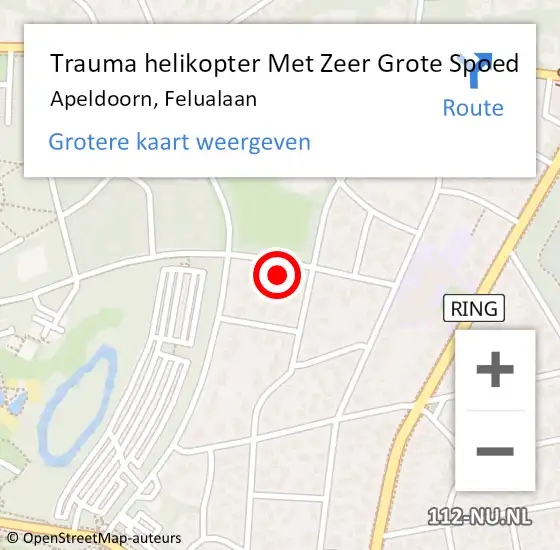 Locatie op kaart van de 112 melding: Trauma helikopter Met Zeer Grote Spoed Naar Apeldoorn, Felualaan op 6 augustus 2024 15:21