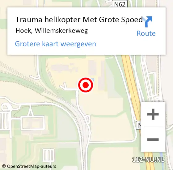 Locatie op kaart van de 112 melding: Trauma helikopter Met Grote Spoed Naar Hoek, Willemskerkeweg op 6 augustus 2024 15:22