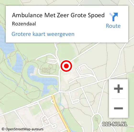 Locatie op kaart van de 112 melding: Ambulance Met Zeer Grote Spoed Naar Rozendaal op 6 augustus 2024 15:29