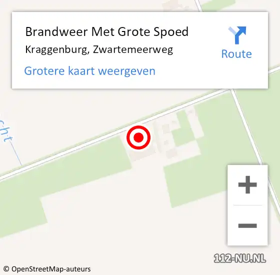 Locatie op kaart van de 112 melding: Brandweer Met Grote Spoed Naar Kraggenburg, Zwartemeerweg op 15 oktober 2014 14:21