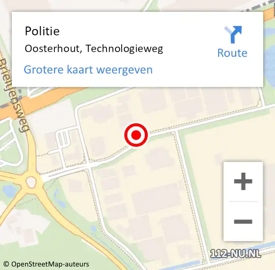 Locatie op kaart van de 112 melding: Politie Oosterhout, Technologieweg op 6 augustus 2024 16:08