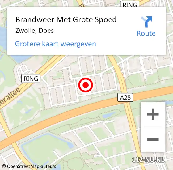 Locatie op kaart van de 112 melding: Brandweer Met Grote Spoed Naar Zwolle, Does op 6 augustus 2024 16:17