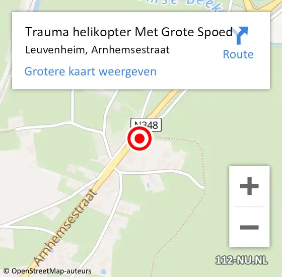 Locatie op kaart van de 112 melding: Trauma helikopter Met Grote Spoed Naar Leuvenheim, Arnhemsestraat op 6 augustus 2024 16:37