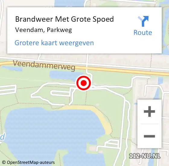 Locatie op kaart van de 112 melding: Brandweer Met Grote Spoed Naar Veendam, Parkweg op 6 augustus 2024 16:39