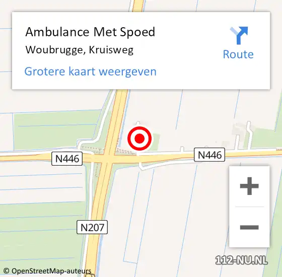 Locatie op kaart van de 112 melding: Ambulance Met Spoed Naar Woubrugge, Kruisweg op 6 augustus 2024 16:41